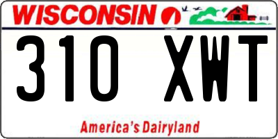 WI license plate 310XWT