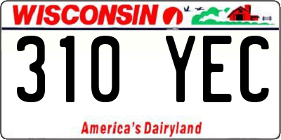 WI license plate 310YEC