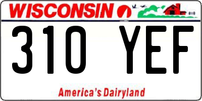 WI license plate 310YEF