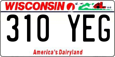 WI license plate 310YEG