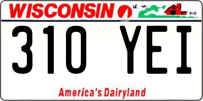 WI license plate 310YEI