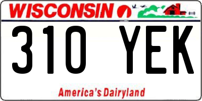 WI license plate 310YEK
