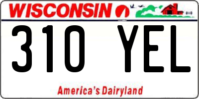 WI license plate 310YEL