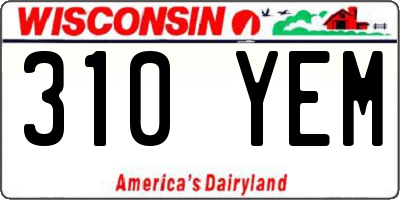 WI license plate 310YEM
