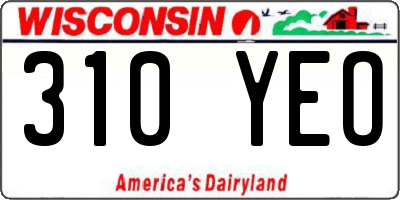 WI license plate 310YEO