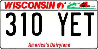 WI license plate 310YET