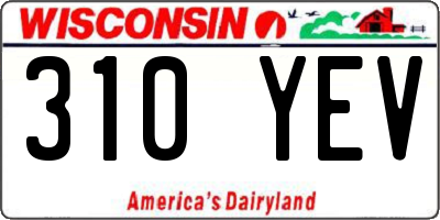 WI license plate 310YEV