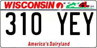 WI license plate 310YEY