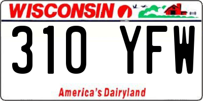 WI license plate 310YFW