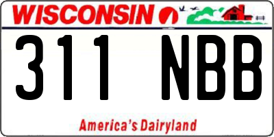 WI license plate 311NBB