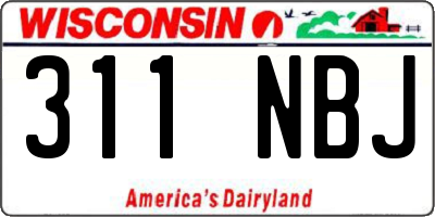 WI license plate 311NBJ