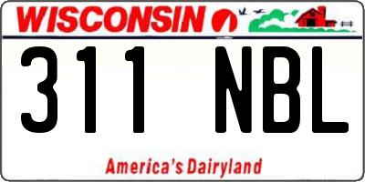 WI license plate 311NBL