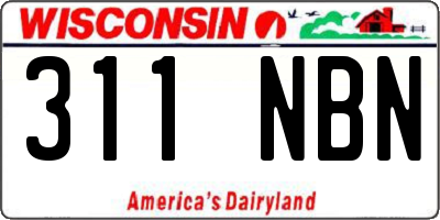 WI license plate 311NBN