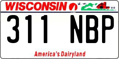 WI license plate 311NBP