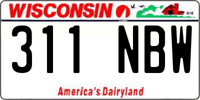 WI license plate 311NBW