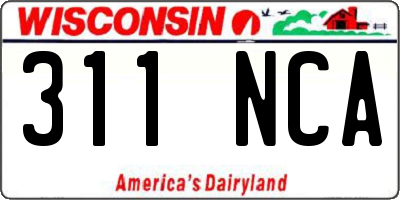 WI license plate 311NCA
