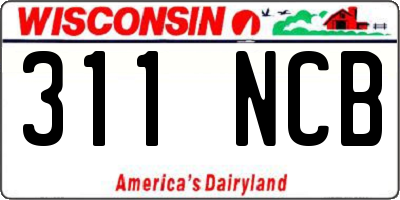 WI license plate 311NCB