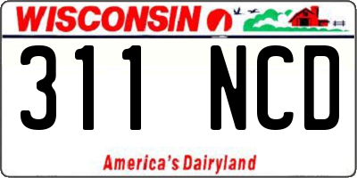 WI license plate 311NCD