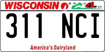 WI license plate 311NCI