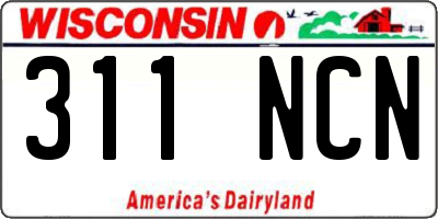 WI license plate 311NCN