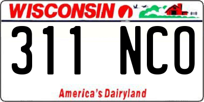 WI license plate 311NCO