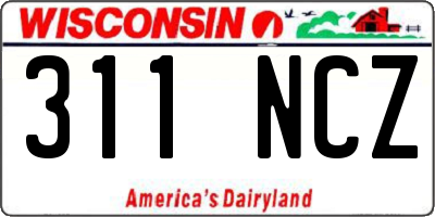 WI license plate 311NCZ