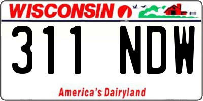 WI license plate 311NDW