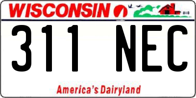 WI license plate 311NEC