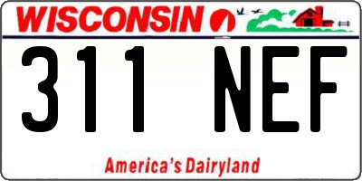 WI license plate 311NEF