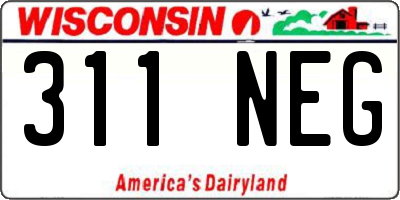 WI license plate 311NEG
