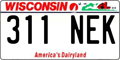 WI license plate 311NEK