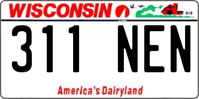 WI license plate 311NEN
