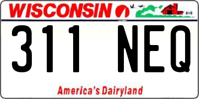 WI license plate 311NEQ