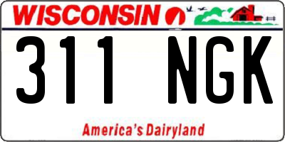WI license plate 311NGK