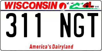 WI license plate 311NGT