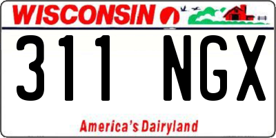 WI license plate 311NGX