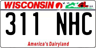 WI license plate 311NHC