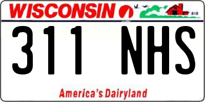 WI license plate 311NHS