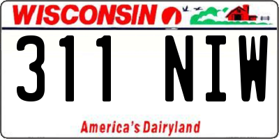 WI license plate 311NIW