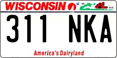 WI license plate 311NKA