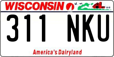 WI license plate 311NKU