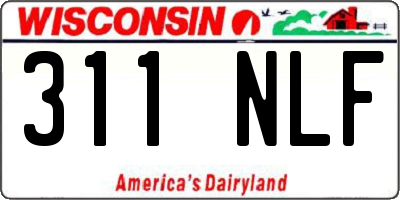 WI license plate 311NLF