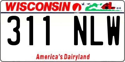 WI license plate 311NLW