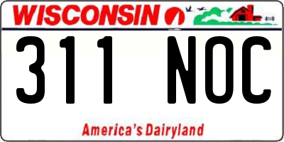 WI license plate 311NOC