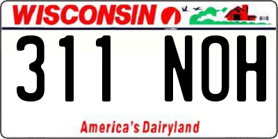 WI license plate 311NOH