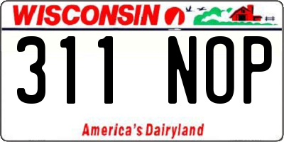 WI license plate 311NOP