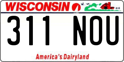 WI license plate 311NOU