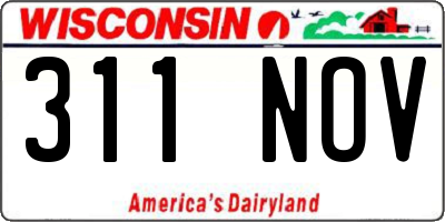 WI license plate 311NOV