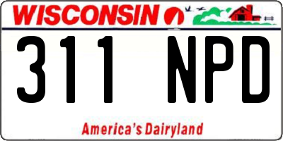 WI license plate 311NPD