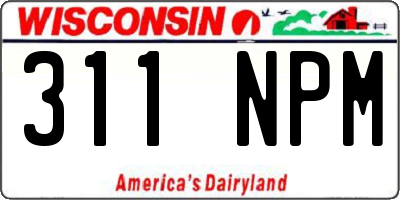 WI license plate 311NPM